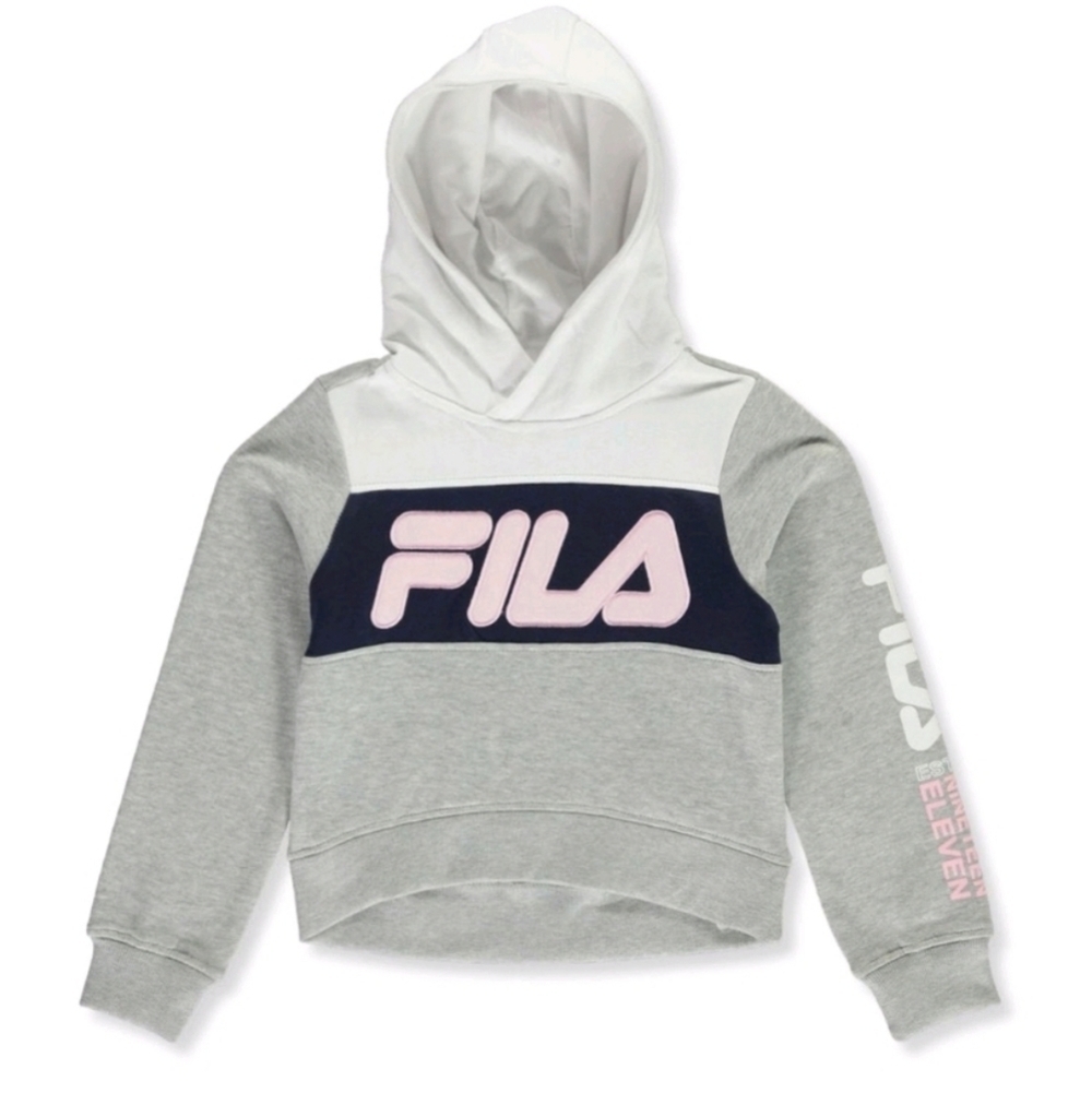 Fila Logo Cropped Hooded Sweatshirt Size Girl's Small 7/8